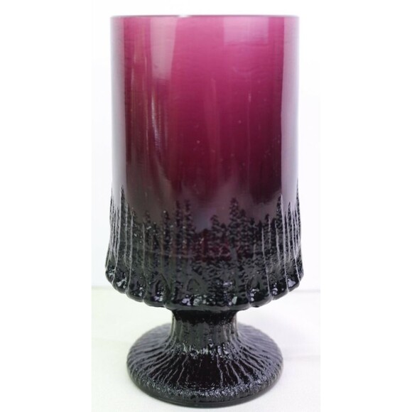 Smith Glass Sculptura Purple Pressed Glass Goblets 6" Set of 4 Vintage MCM - Picture 1 of 11